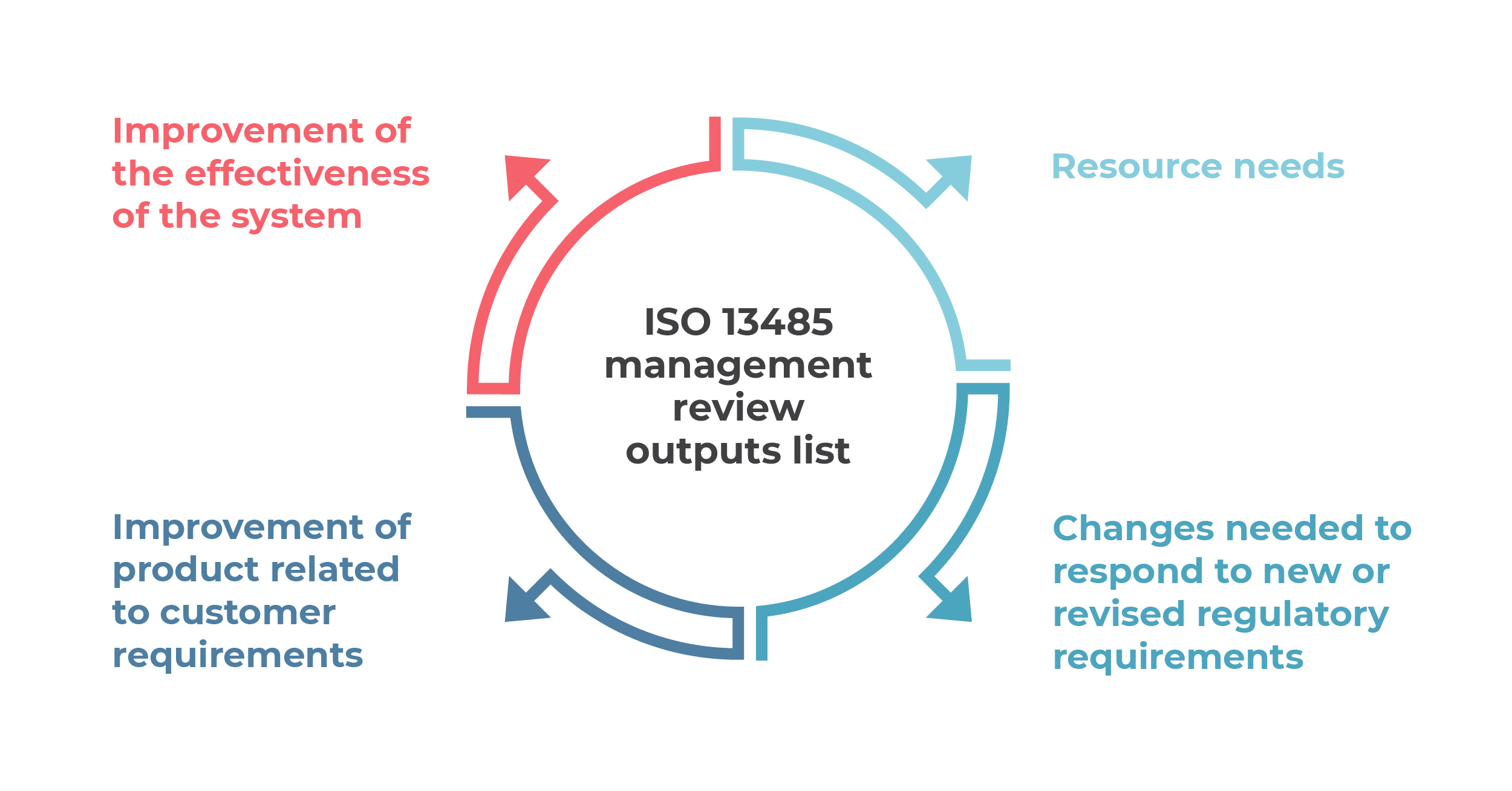 ISO 13485 management review outputs list