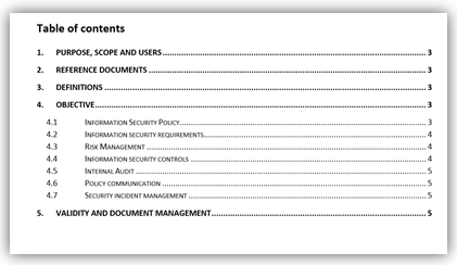 Content of the Information Security Policy