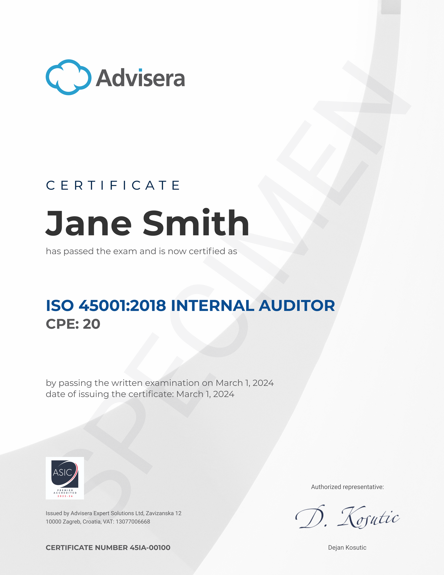 ISO 45001 Internal Auditor Course - Advisera