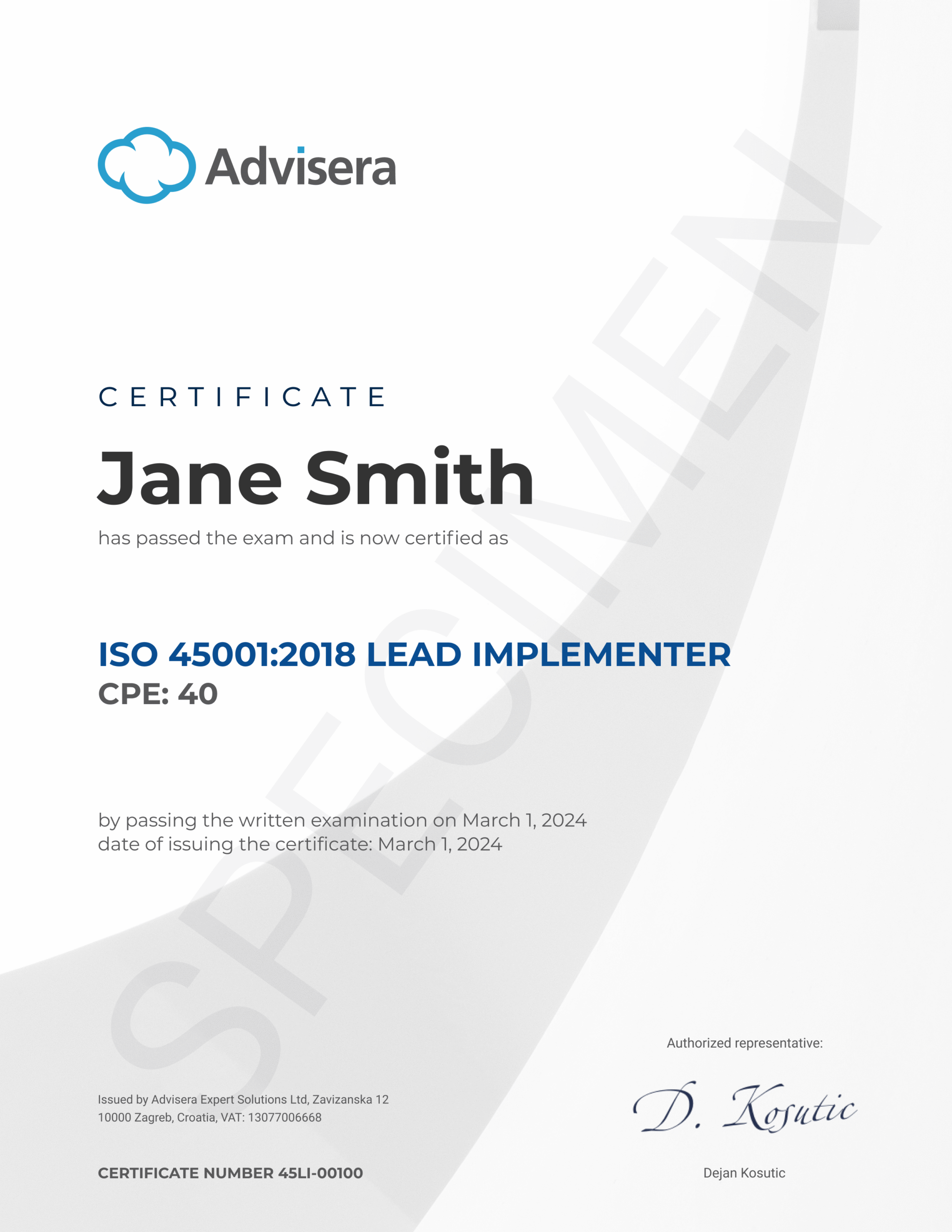 ISO 45001 Lead Implementer Course - Advisera