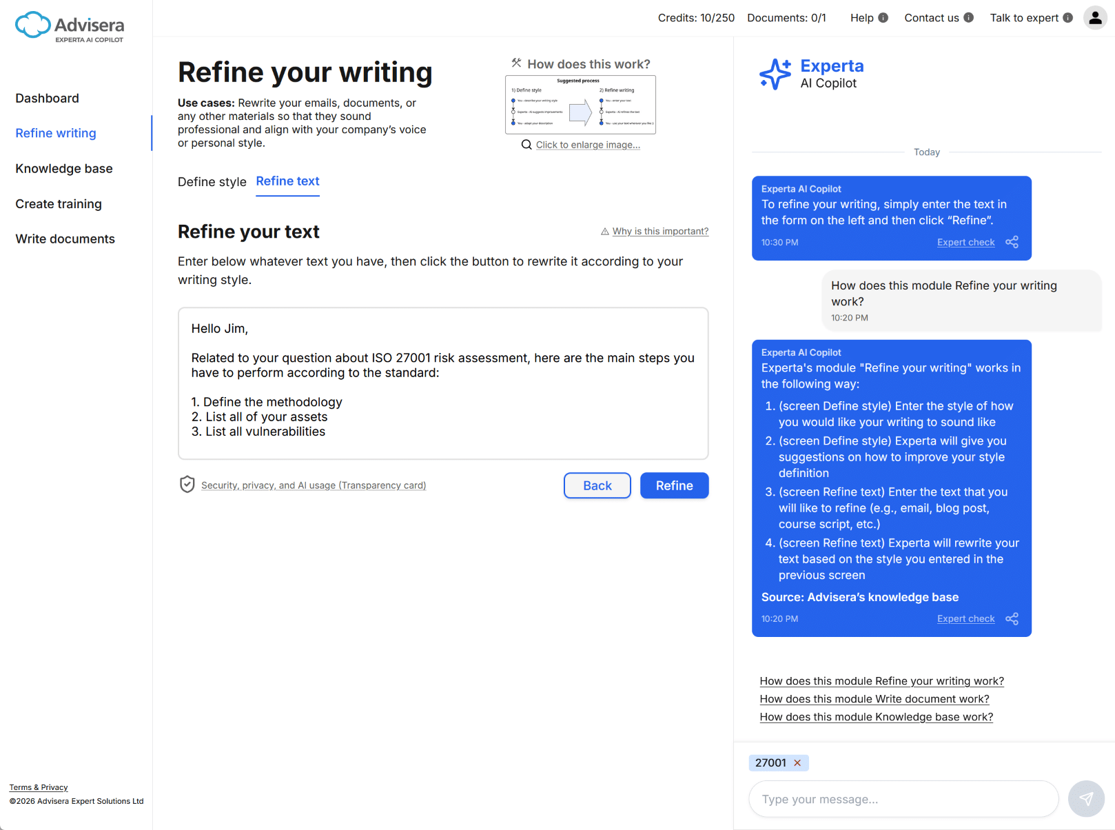 Refine your writing — with AI built for compliance work - Advisera