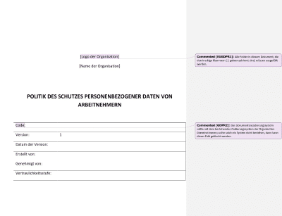 Politik des Schutzes personenbezogener Daten von Arbeitnehmern - Advisera