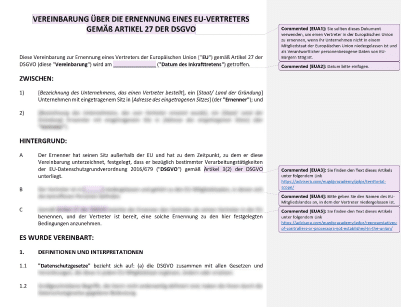 Vereinbarung über die Ernennung eines EU-Vertreters - Advisera