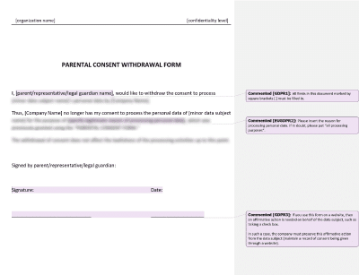 Parental Consent Withdrawal Form - Advisera