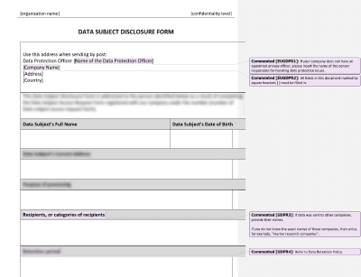 Data Subject Disclosure Form - Advisera