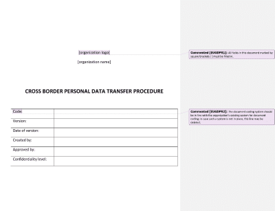 Cross Border Personal Data Transfer Procedure - Advisera