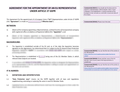 Agreement for the Appointment of an EU Representative - Advisera