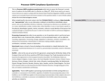 Processor GDPR Compliance Questionnaire - Advisera