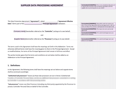 Supplier Data Processing Agreement - Advisera