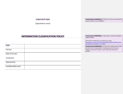 Information Classification Policy - Advisera