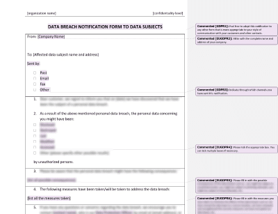 Data Breach Notification Form to Data Subjects - Advisera