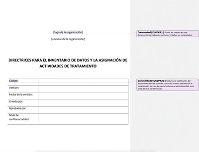 Directrices para el Inventario de Datos y la Asignación de Actividades de Tratamiento - Advisera