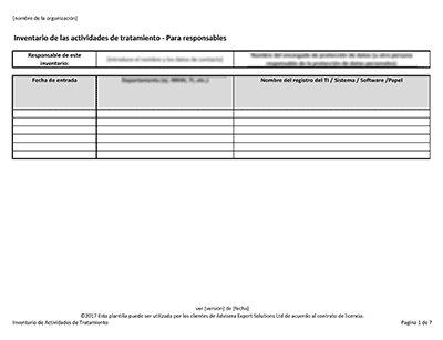Inventario de Actividades de Tratamiento - Advisera