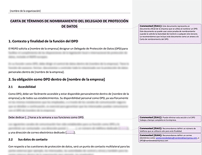 Carta de Términos de Nombramiento del Delegado de Protección de Datos - Advisera