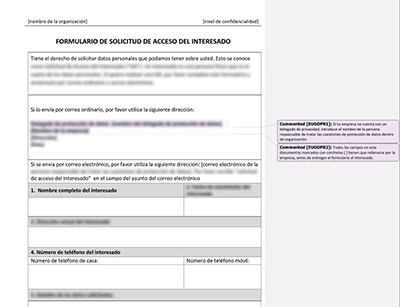 Formulario de Solicitud de Acceso del Interesado - Advisera