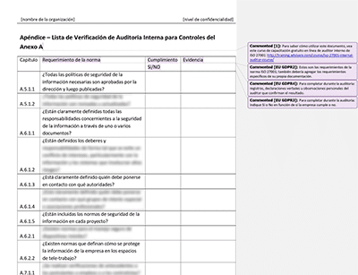 Lista de Verificación de Auditoria Interna de ISO 27001 - Advisera