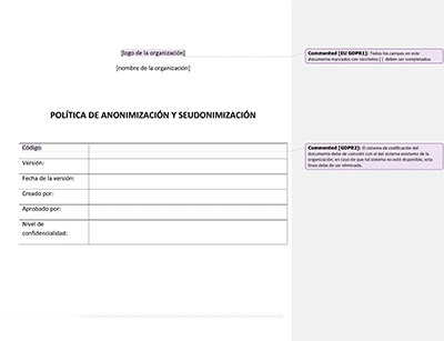 Política de Anonimización y Seudonimización - Advisera