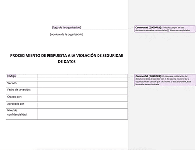 Procedimiento de Respuesta a la Violación de Seguridad de Datos - Advisera