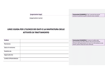 Linee guida per l’Elenco dei Dati e la Mappatura delle Attività di Trattamento - Advisera