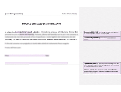 Modulo di Recesso dell’Interessato - Advisera