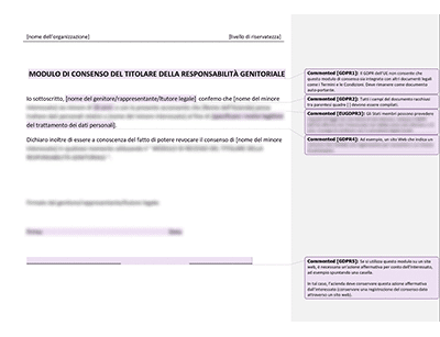 Modulo di Consenso del Titolare della Responsabilità Genitoriale - Advisera