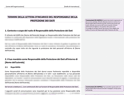 Termini della Lettera d’Incarico del Responsabile della Protezione dei Dati - Advisera