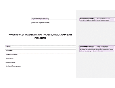 Procedura di Trasferimento Transfrontaliero di Dati Personali - Advisera