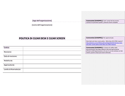 Politica di Clear Desk e Clear Screen - Advisera