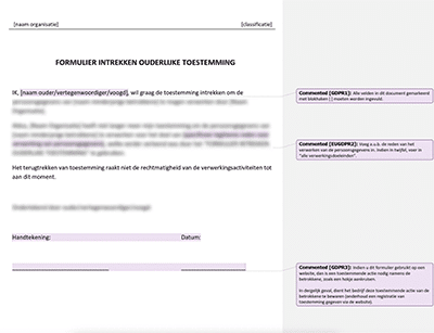 Formulier Intrekkien Ouderlijke Toestemming - Advisera