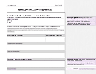Formulier Openbaarmaking Betrokkene - Advisera