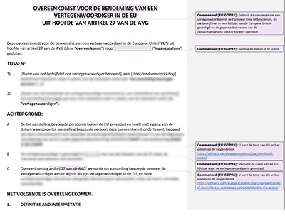 Overeenkomst voor de Benoeming van een Vertegenwoordiger in de EU - Advisera