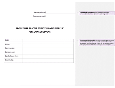 Procedure Reactie en Notificatie Inbreuk Persoonsgegevens - Advisera