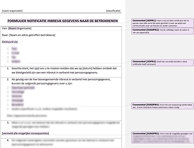 Formulier Notificatie Inbreuk Gegevens naar Betrokkenen - Advisera