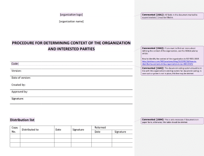Procedure for Determining Context of the Organization and Interested Parties - 16949Academy