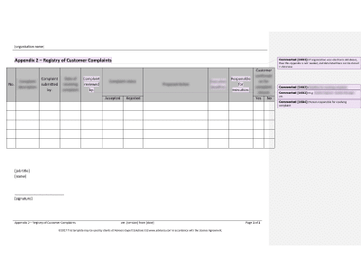 Registry of Customer Complaints - 16949Academy