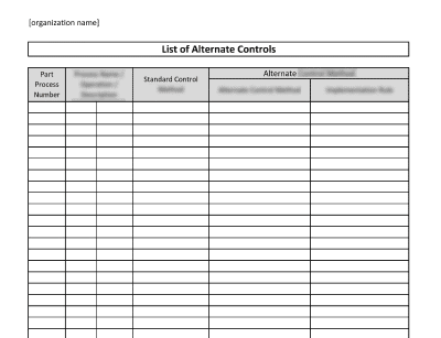 List of Alternate Controls - 16949Academy