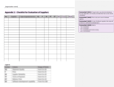 Checklist for Evaluation of Suppliers - 16949Academy