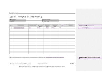 Incoming Inspection Control Plan and Log - 16949Academy