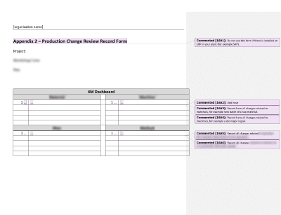 Production Change Review Record Form - 16949Academy