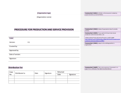 Procedure for Production and Service Provision - 16949Academy