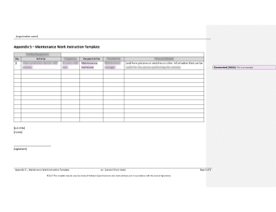 Maintenance Work Instruction Template - 16949Academy