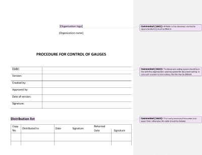Procedure for Control of Gauges - 16949Academy