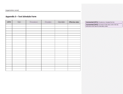 Test Schedule Form - 16949Academy