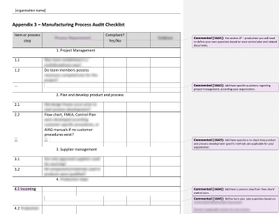 Manufacturing Process Audit Checklist - 16949Academy