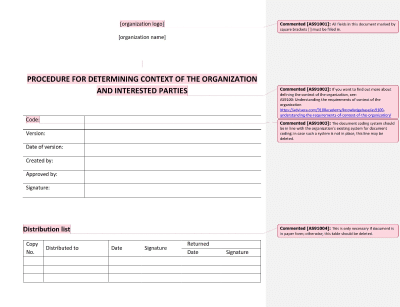 Procedure for Determining Context of the Organization and Interested Parties - 9100Academy
