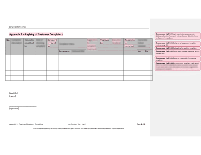 Registry of Customer Complaints - 9100Academy