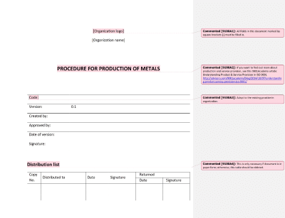 Procedure for Production of Metals - 9100Academy
