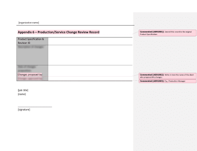 Production/Service Change Review Record - 9100Academy