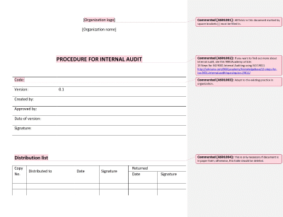 Procedure for Internal Audit - 9100Academy