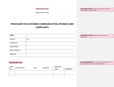 Procedure for Customer Communication, Feedback and Complaints - 13485Academy